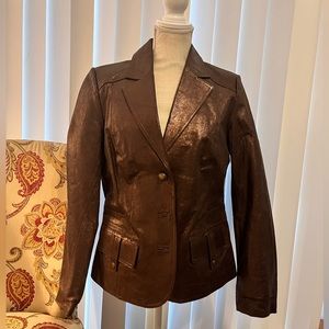 Bagatelle Metallic Brown Leather Blazer, size 12